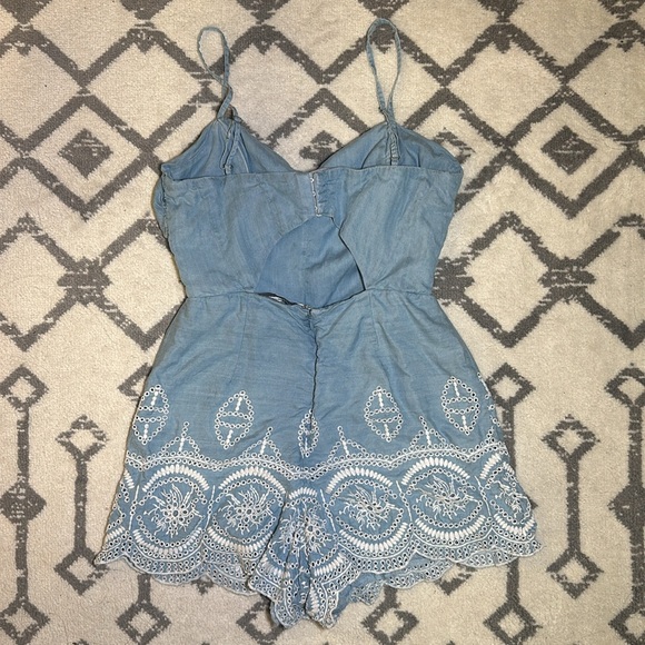 Lovers + Friends Bello Romper Sz S - Light Wash Blue from Revolve - Picture 3 of 8